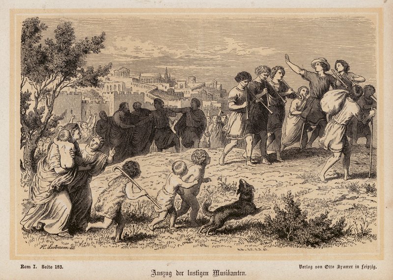 Salida de una compañía de músicos romanos (grabado) de Heinrich Leutemann