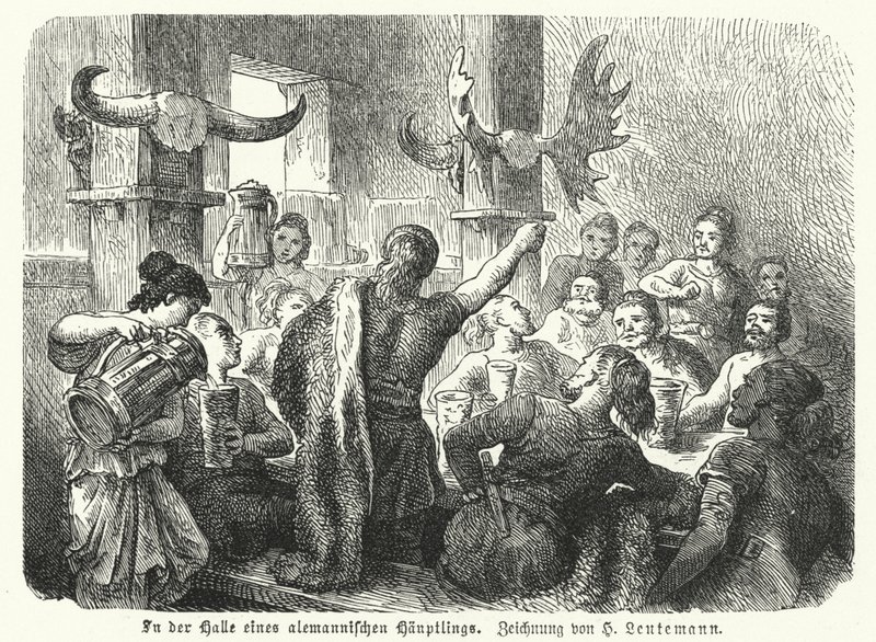 Banquete en el salón de un jefe germánico de Heinrich Leutemann