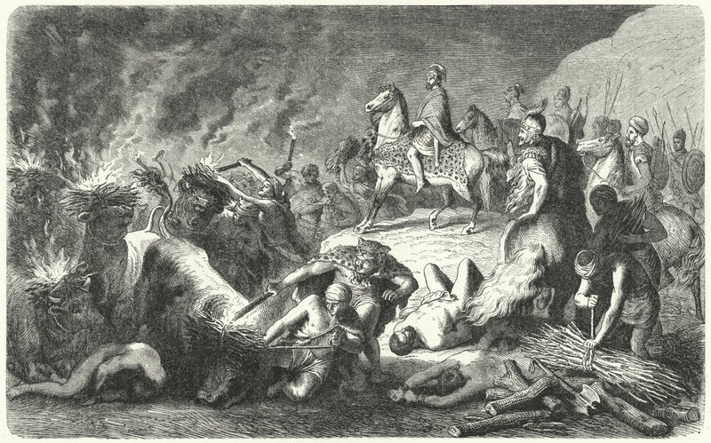 Aníbal en el sitio de Casilinum, 216-215 a.C. (grabado) de Heinrich Leutemann