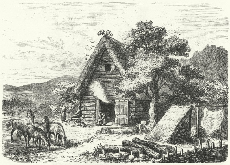 Antigua casa de campo alemana (grabado) de Heinrich Leutemann
