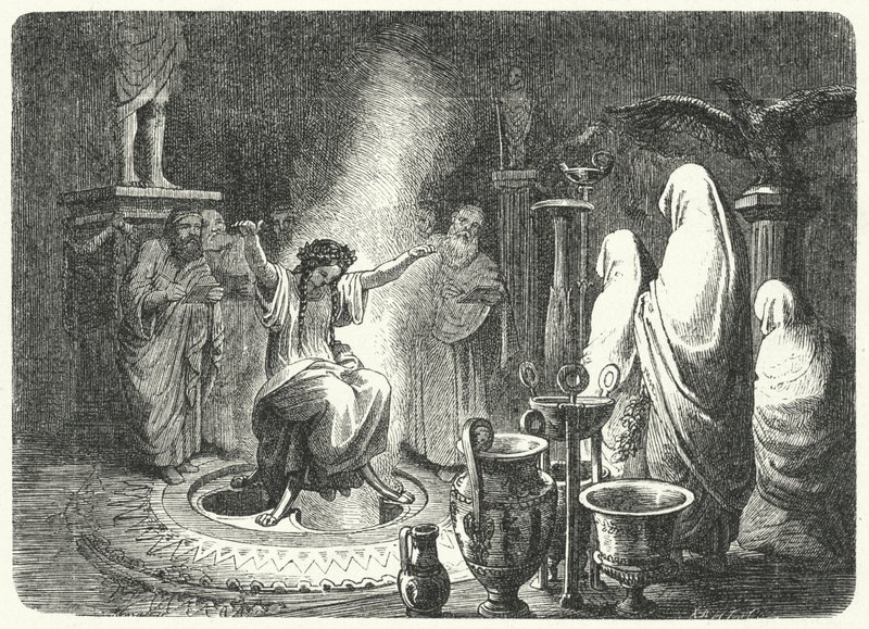 Pitia, Suma Sacerdotisa del Templo de Apolo en Delfos de Heinrich Leutemann
