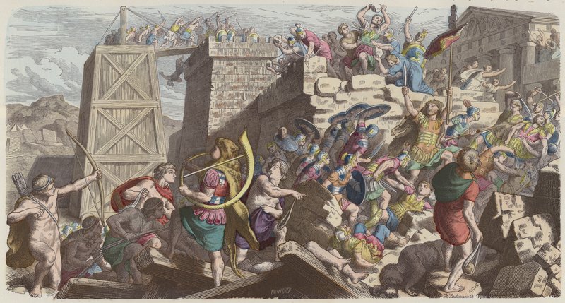 Soldados romanos asaltando una ciudad de Heinrich Leutemann