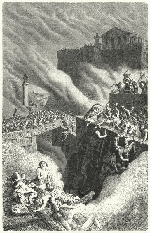 Asalto de la Byrsa y la destrucción de Cartago de Heinrich Leutemann