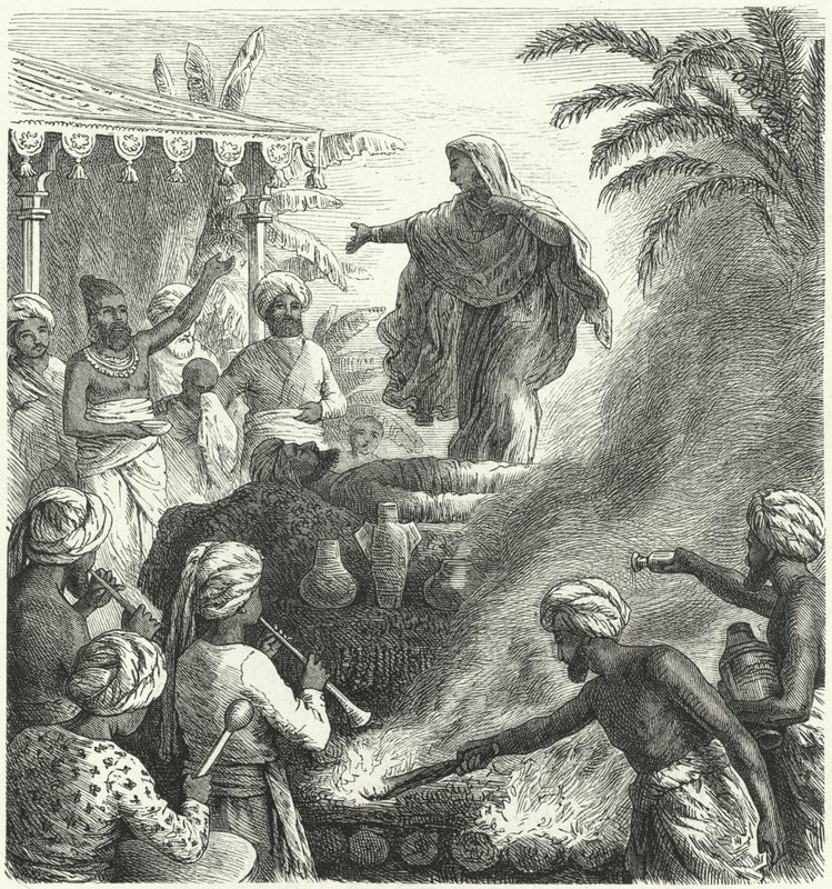 Suttee, costumbre funeraria hindú de Heinrich Leutemann