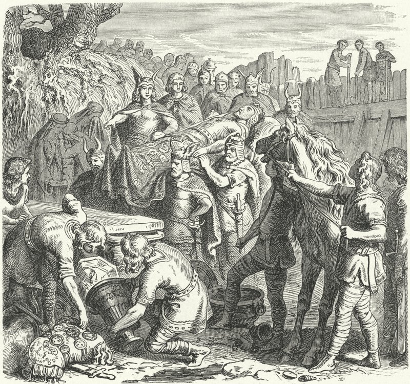 El entierro de Alarico I, Rey de los Visigodos, en el lecho del río Busento, 410 de Heinrich Leutemann
