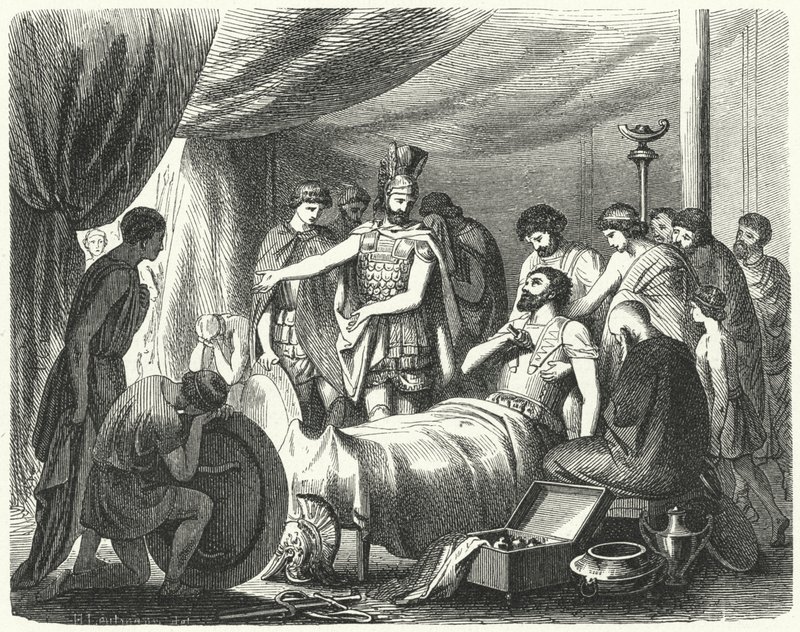 La muerte de Epaminondas, 362 a.C. de Heinrich Leutemann