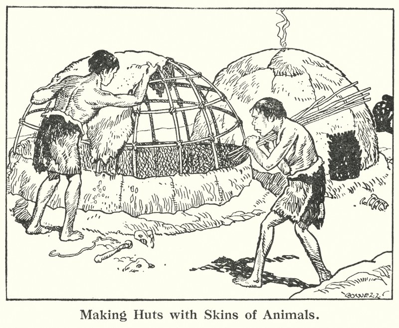 Construyendo chozas con pieles de animales de Helga von Cramm
