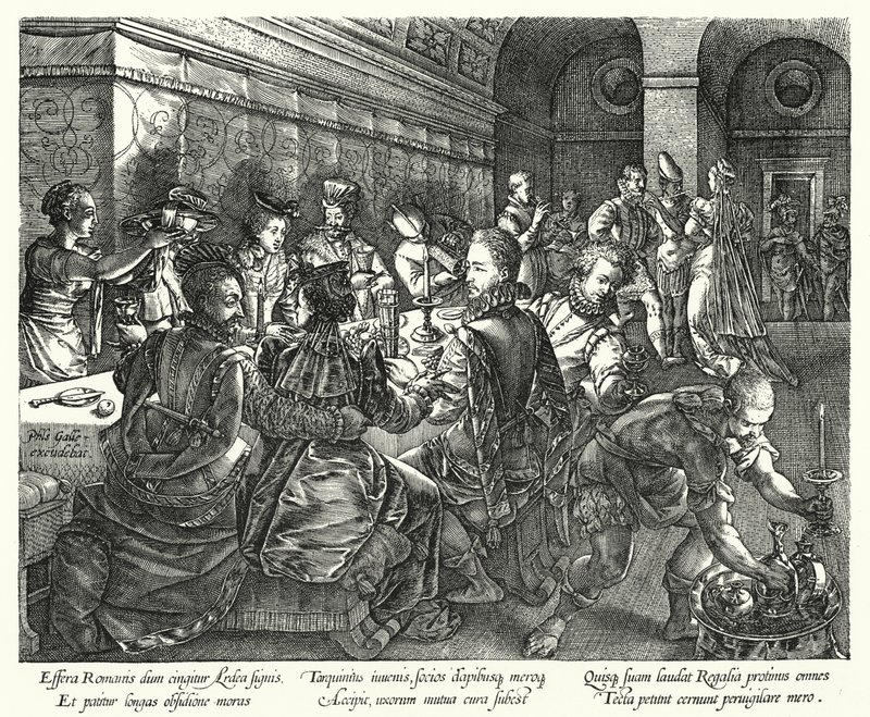 El banquete en la casa de Tarquinio de Hendrik (after) Goltzius
