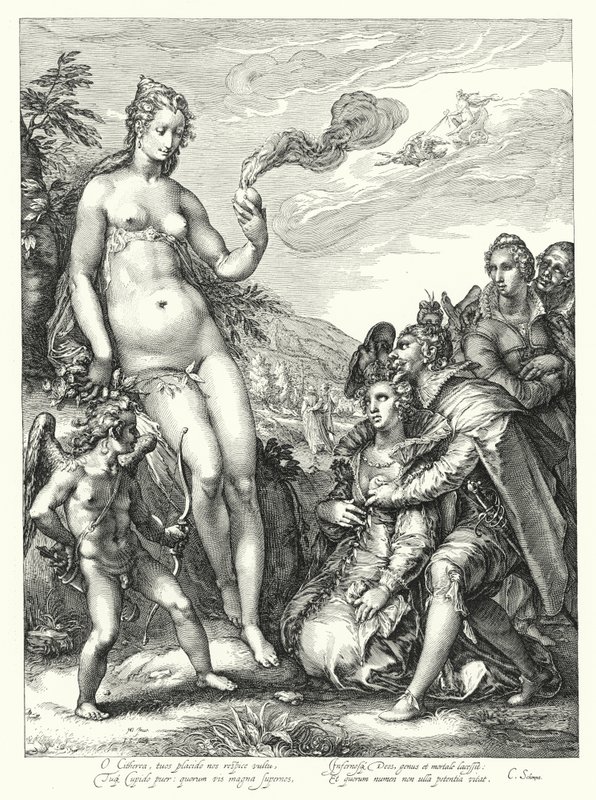 Venus, Cupido y las Dos Parejas de Amantes de Hendrik (after) Goltzius