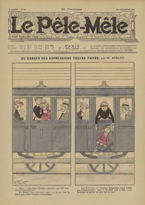 Del peligro de las expresiones hechas. Ilustración para Le Pele-Mele, 1902 de Henri Avelot