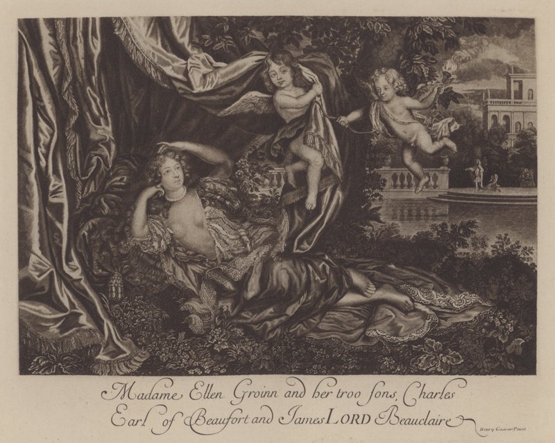 Nell Gwyn y sus dos hijos, Charles, Conde de Burford, y James, Lord Beauclerk de Henri Gascar