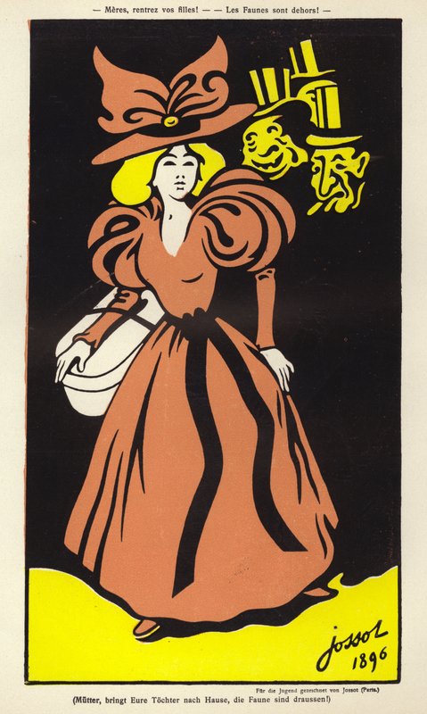 Madres, ¡traed a vuestras hijas! ¡Los faunos han salido! (litografía en color) de Henri Gustave Jossot