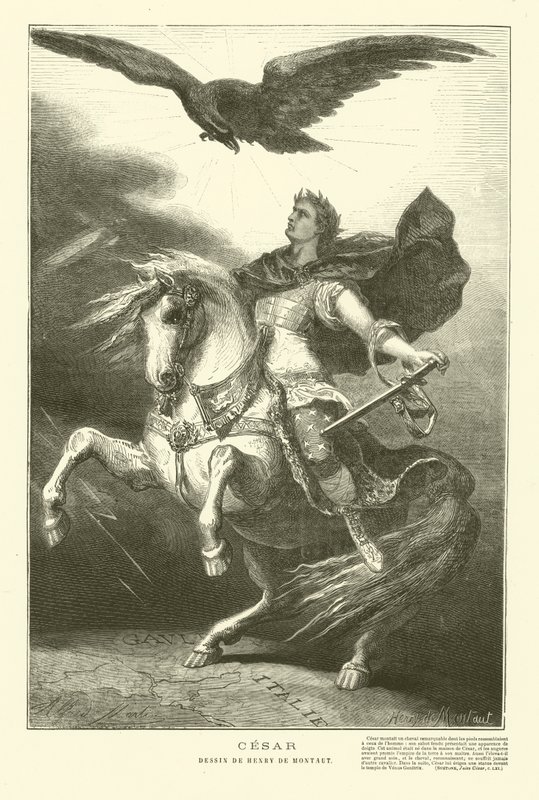 Julio César a caballo con un águila imperial sobre él de Henri de (after) Montaut