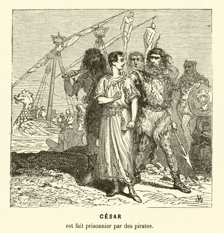 Julio César tomado prisionero por piratas cilicios mientras cruzaba el mar Egeo, c75 a.C. de Henri de (after) Montaut
