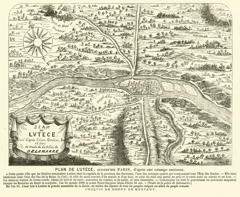 Plano de la ciudad romana de Lutecia, sitio del París moderno de Henri de (after) Montaut