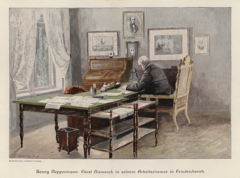 Otto von Bismarck en su estudio en Friedrichsruh, Alemania de Henriette Deppermann