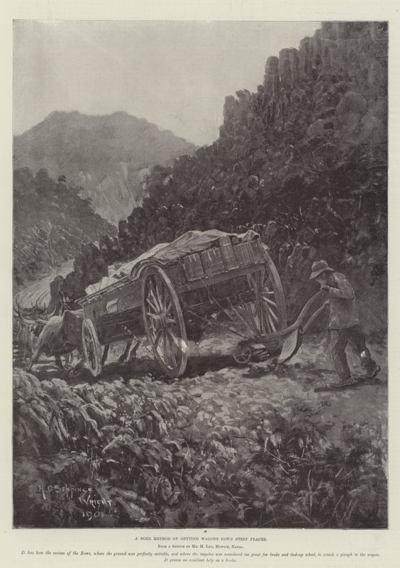 Un método bóer para bajar carros por lugares empinados de Henry Charles Seppings Wright