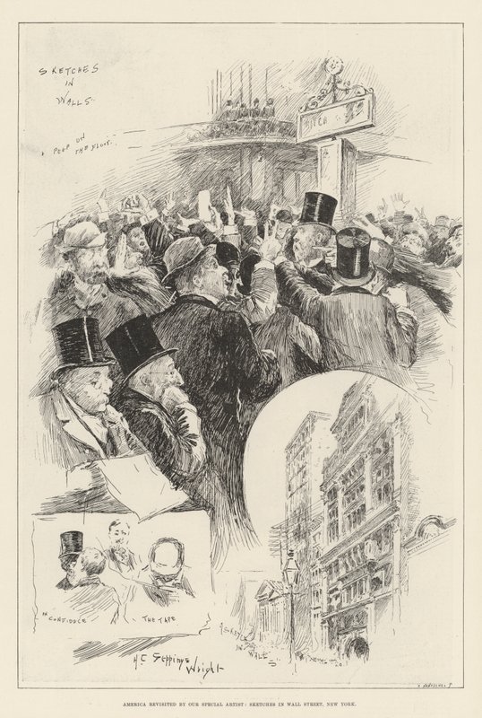 América revisitada por nuestro artista especial, bocetos en Wall Street, Nueva York de Henry Charles Seppings Wright