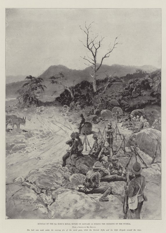 Bivouac de los 3º Rifles Reales del Rey el 16 de enero durante el cruce del Tugela de Henry Charles Seppings Wright
