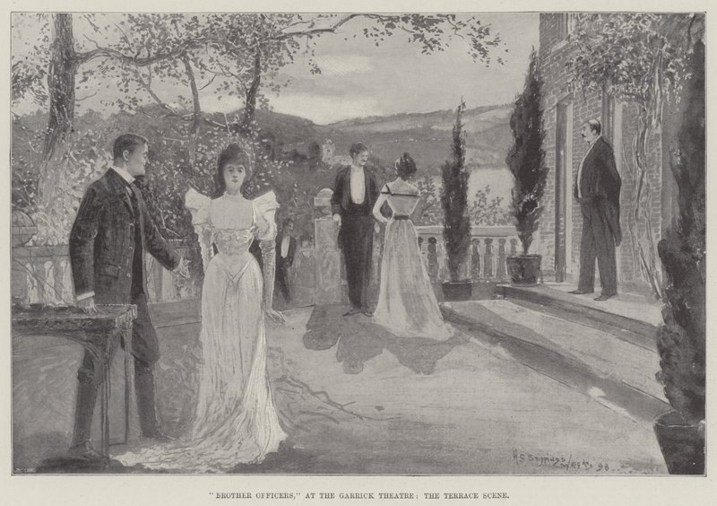 Oficiales hermanos, en el Teatro Garrick, la escena de la terraza de Henry Charles Seppings Wright