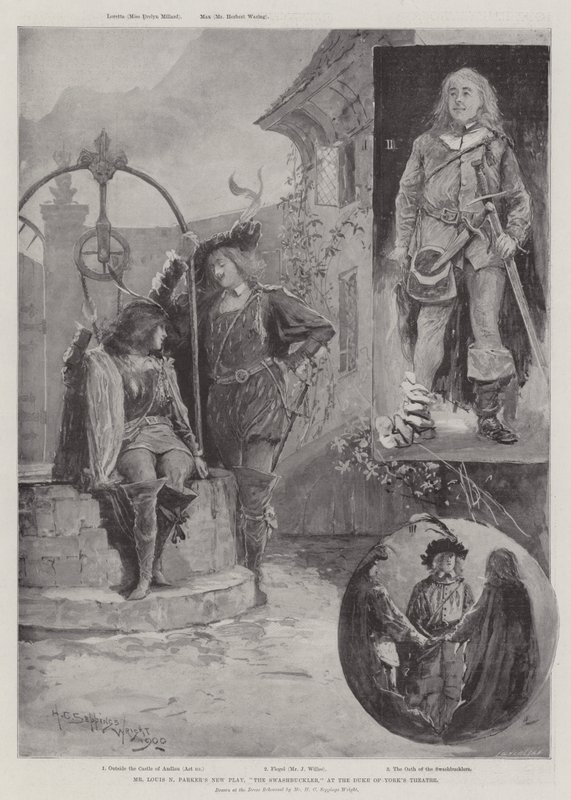 La nueva obra de Mr. Louis N Parker, The Swashbuckler, en el Teatro Duke of York de Henry Charles Seppings Wright