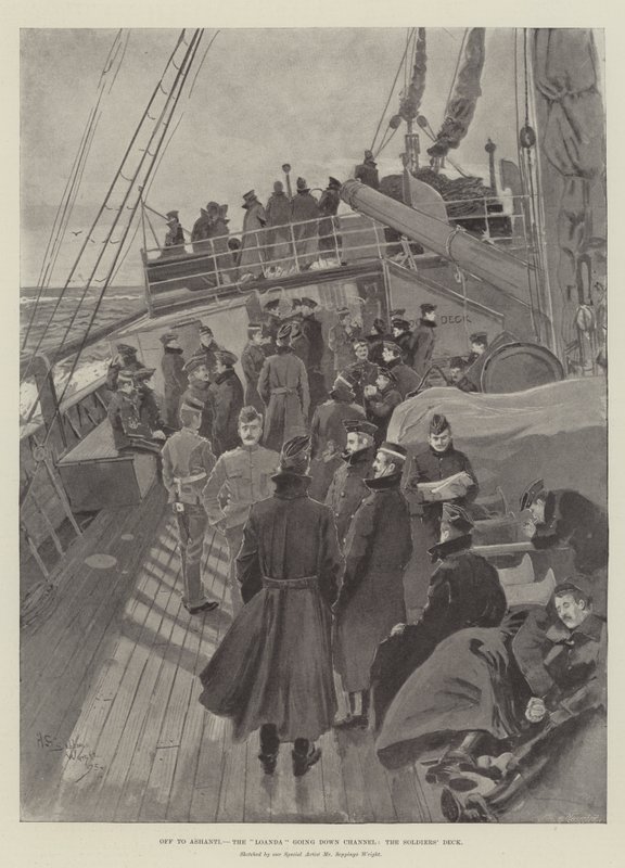 Rumbo a Ashanti, el Loanda bajando por el Canal, la cubierta de los soldados de Henry Charles Seppings Wright