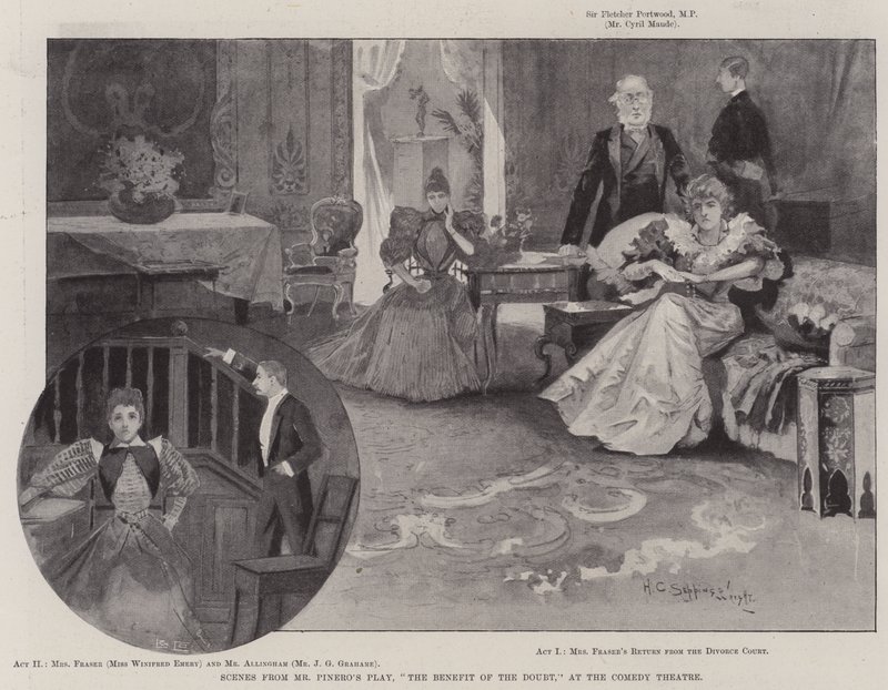 Escenas de la Obra de Mr. Pinero, El Beneficio de la Duda, en el Teatro de la Comedia de Henry Charles Seppings Wright