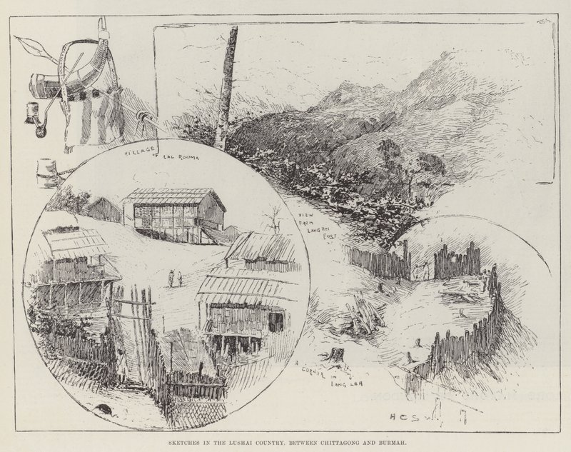 Bocetos en el país de Lushai, entre Chittagong y Birmania de Henry Charles Seppings Wright