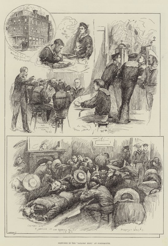 Bocetos en el Descanso de los Marineros, en Portsmouth de Henry Charles Seppings Wright
