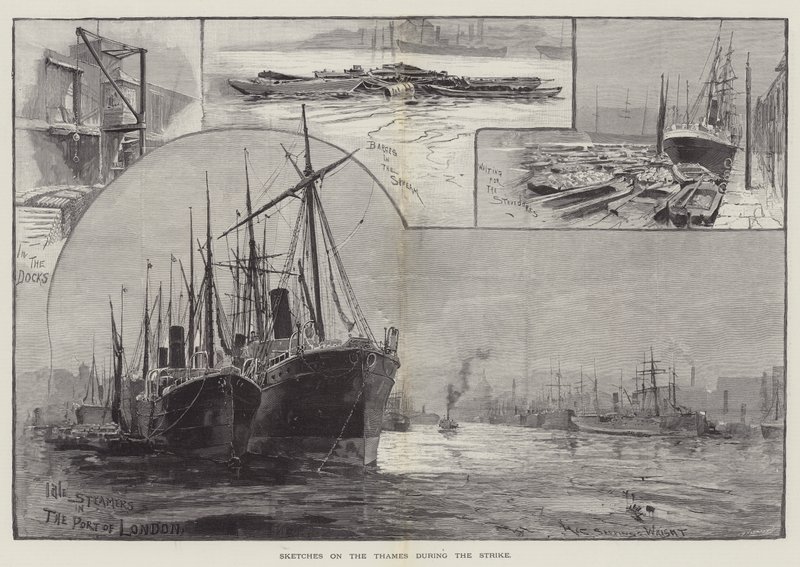 Bocetos en el Támesis durante la huelga de Henry Charles Seppings Wright