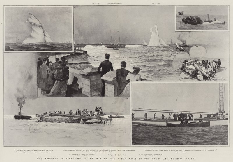 El accidente del Shamrock II el 22 de mayo, la visita del Rey al yate y el escape por poco de Henry Charles Seppings Wright