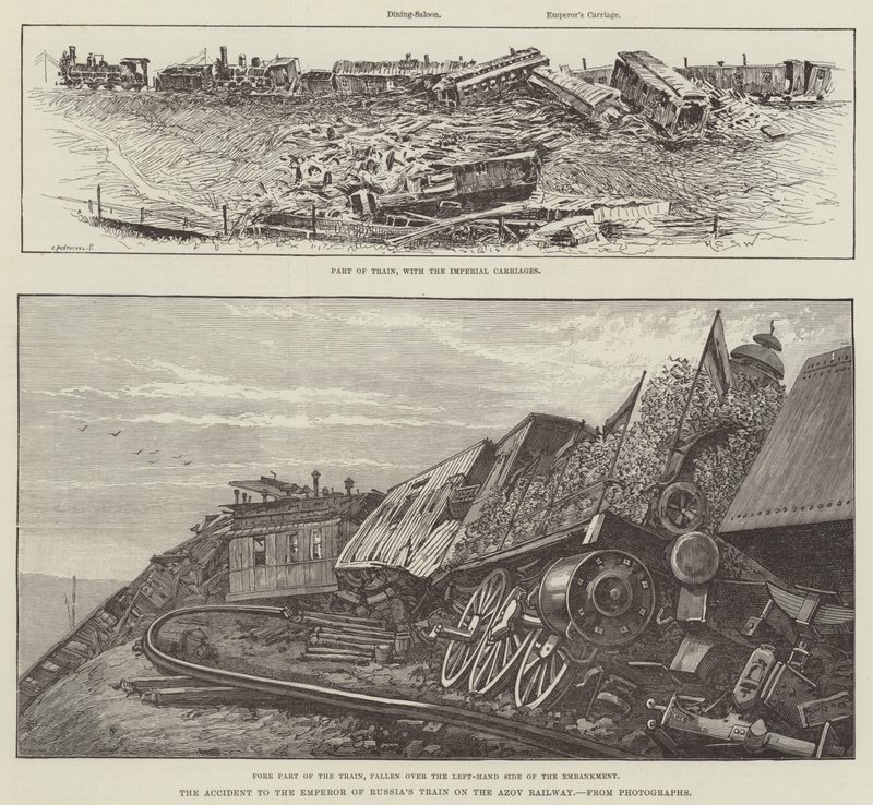 El accidente del tren del emperador de Rusia en el ferrocarril de Azov de Henry Charles Seppings Wright