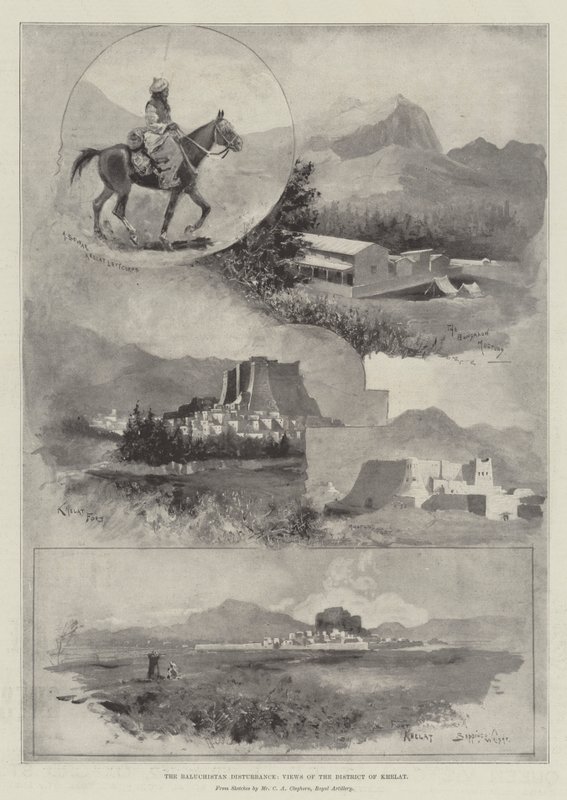 La perturbación de Baluchistán, vistas del distrito de Khelat de Henry Charles Seppings Wright