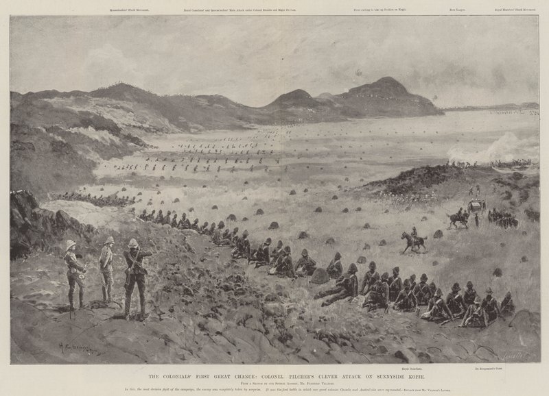 La primera gran oportunidad de los coloniales, el ataque astuto del Coronel Pilcher en Sunnyside Kopje de Henry Charles Seppings Wright