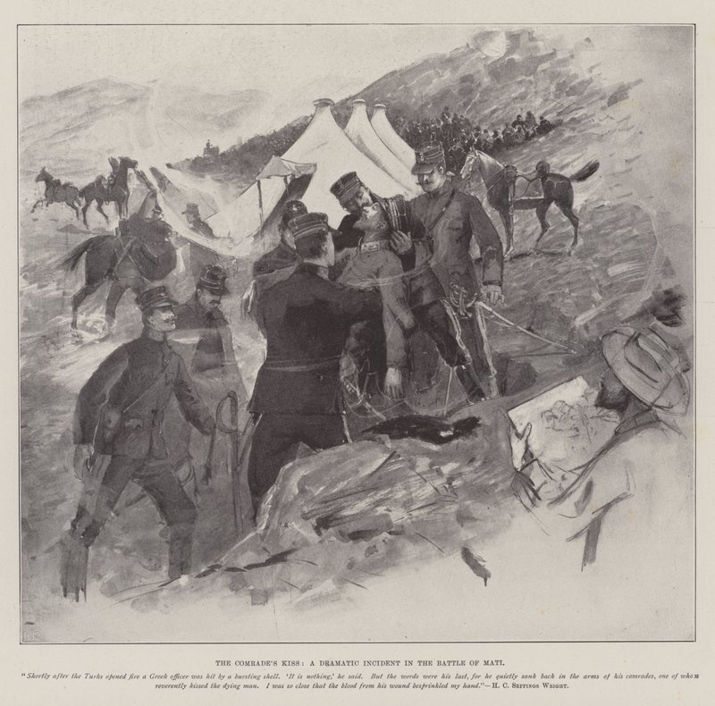 El beso del camarada, un incidente dramático en la batalla de Mati de Henry Charles Seppings Wright