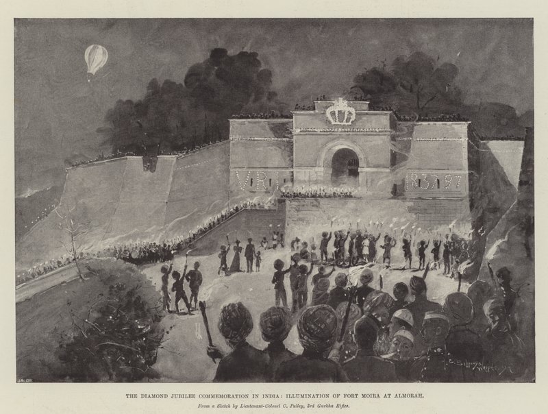 Conmemoración del Jubileo de Diamante en India, Iluminación del Fuerte Moira en Almorah de Henry Charles Seppings Wright