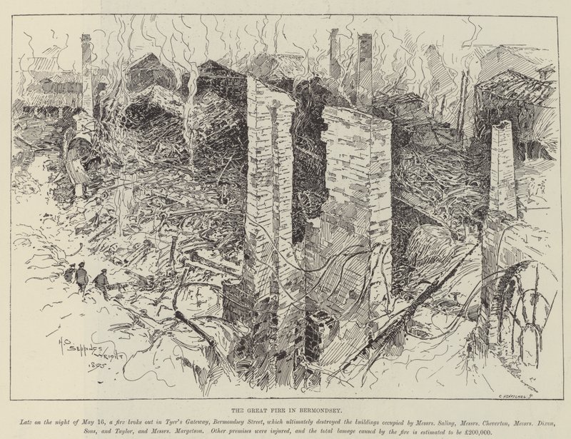 El gran incendio en Bermondsey de Henry Charles Seppings Wright