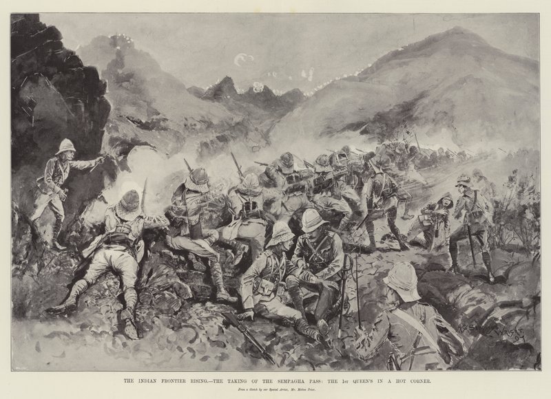 El Levantamiento de la Frontera India, la Toma del Paso Sempagha, la 1ª Reina en un Esquina Caliente de Henry Charles Seppings Wright