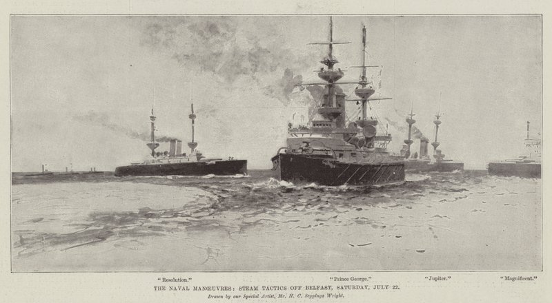 Las maniobras navales, tácticas de vapor frente a Belfast, sábado, 22 de julio de Henry Charles Seppings Wright