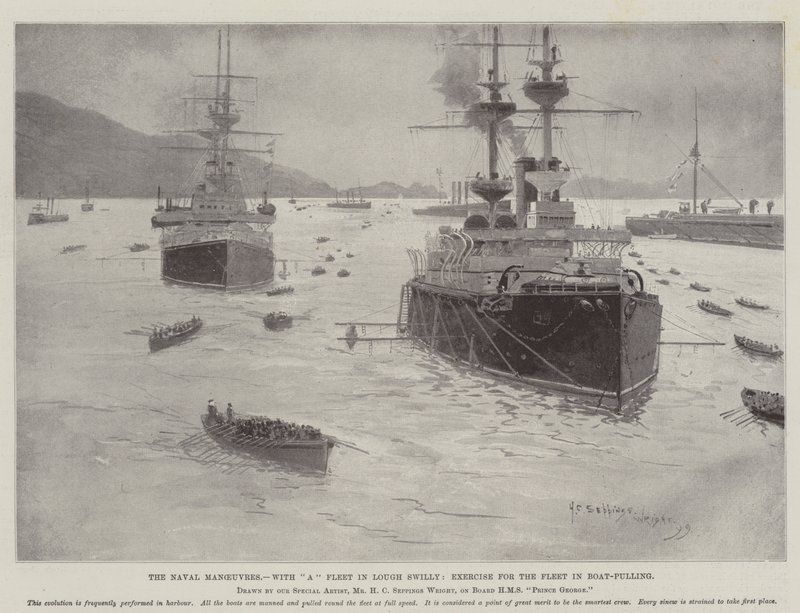 Las Maniobras Navales, con una Flota en Lough Swilly, Ejercicio para la Flota en Remo de Henry Charles Seppings Wright