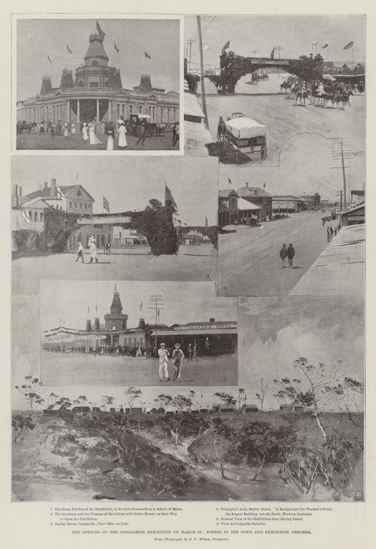 La inauguración de la Exposición de Coolgardie el 21 de marzo, escenas en la ciudad y los terrenos de la exposición de Henry Charles Seppings Wright
