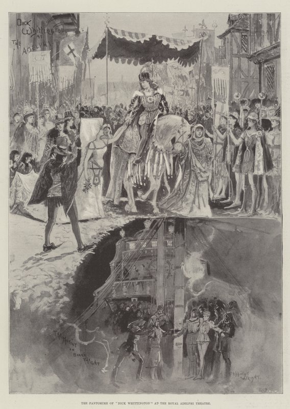 La pantomima de Dick Whittington en el Teatro Royal Adelphi de Henry Charles Seppings Wright