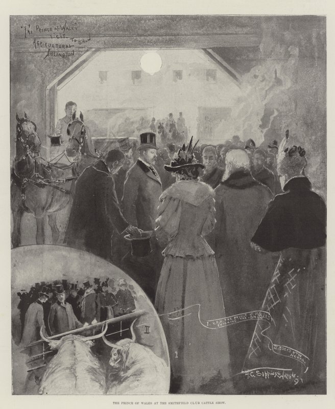 El Príncipe de Gales en la Exposición de Ganado del Club Smithfield de Henry Charles Seppings Wright