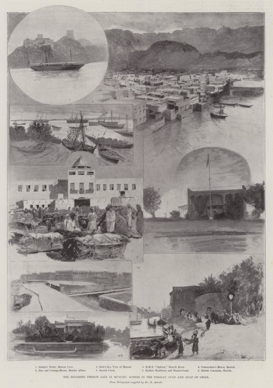 El Reportado Avance Francés en Mascate, Escenas en el Golfo Pérsico y el Golfo de Omán de Henry Charles Seppings Wright