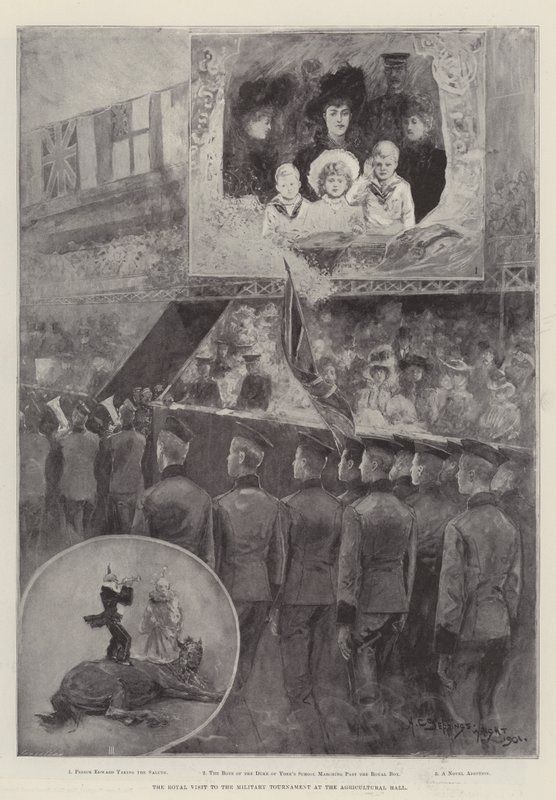 La visita real al torneo militar en el Agricultural Hall de Henry Charles Seppings Wright