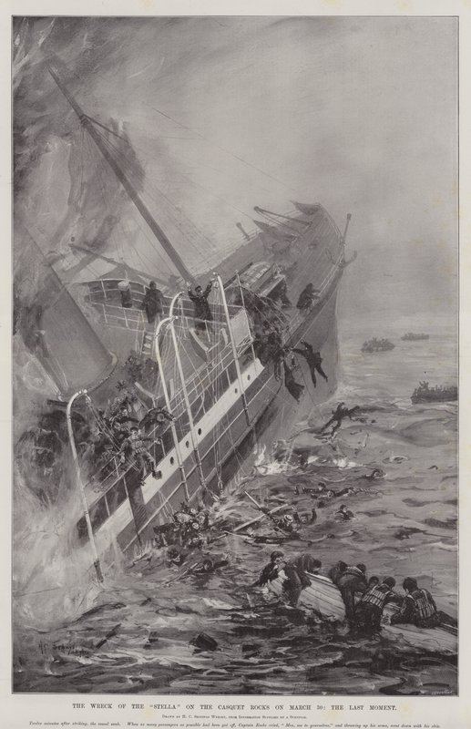 El naufragio del Stella en las rocas Casquet el 30 de marzo, el último momento de Henry Charles Seppings Wright