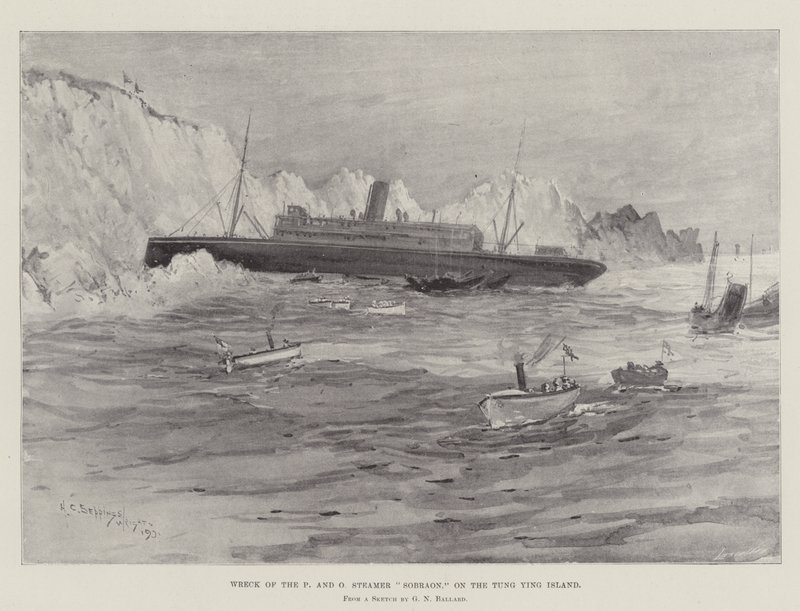 Naufragio del vapor Sobraon de P y O, en la isla Tung Ying de Henry Charles Seppings Wright