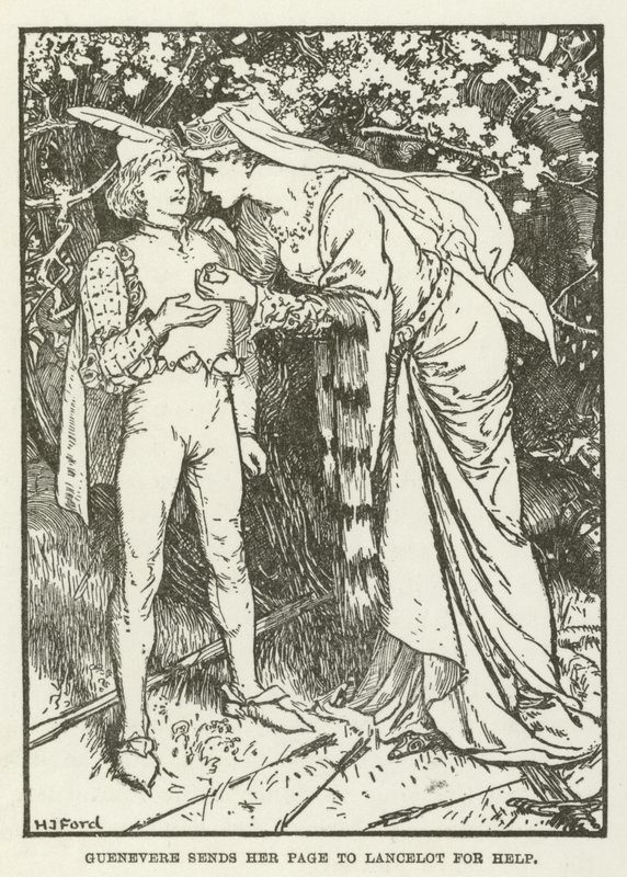 Guenevere envía a su paje a Lancelot en busca de ayuda de Henry Justice Ford