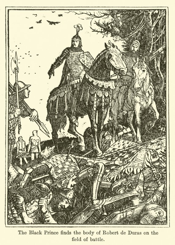 El Príncipe Negro encuentra el cuerpo de Robert de Duras en el campo de batalla de Henry Justice Ford