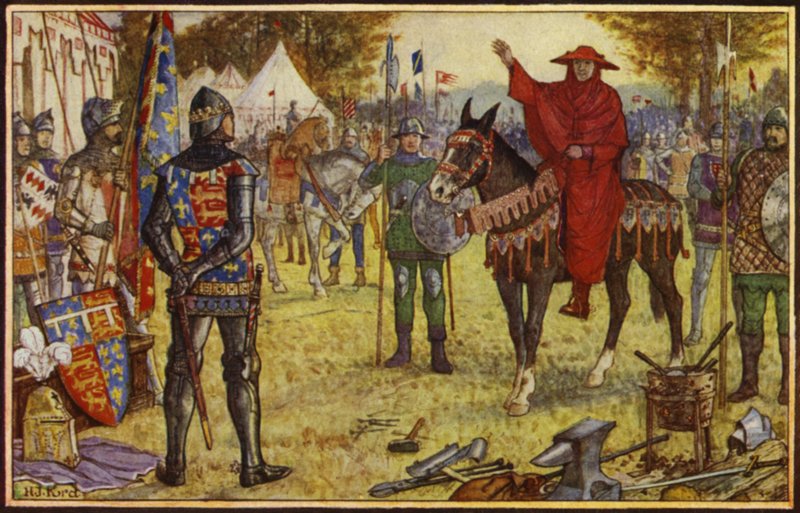 El Cardenal de Périgord llega al campamento inglés para negociar con el Príncipe Negro de Henry Justice Ford